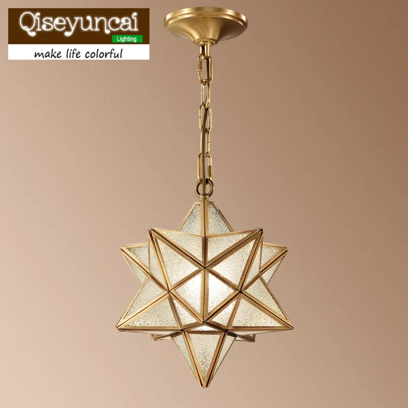 Imagem -03 - Qiseyuncaiu-lustre Estrelas de Cobre para Restaurante Americano 2023 Estilo Corredor Bar Iluminação Criativa de Personalidade