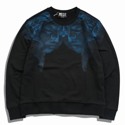 

New Baoliden High Men Double Blue portrait Kenye Hoodies Hoody hooded Sweatshirts velvet Cotton Drake Thicken Fleece #d89