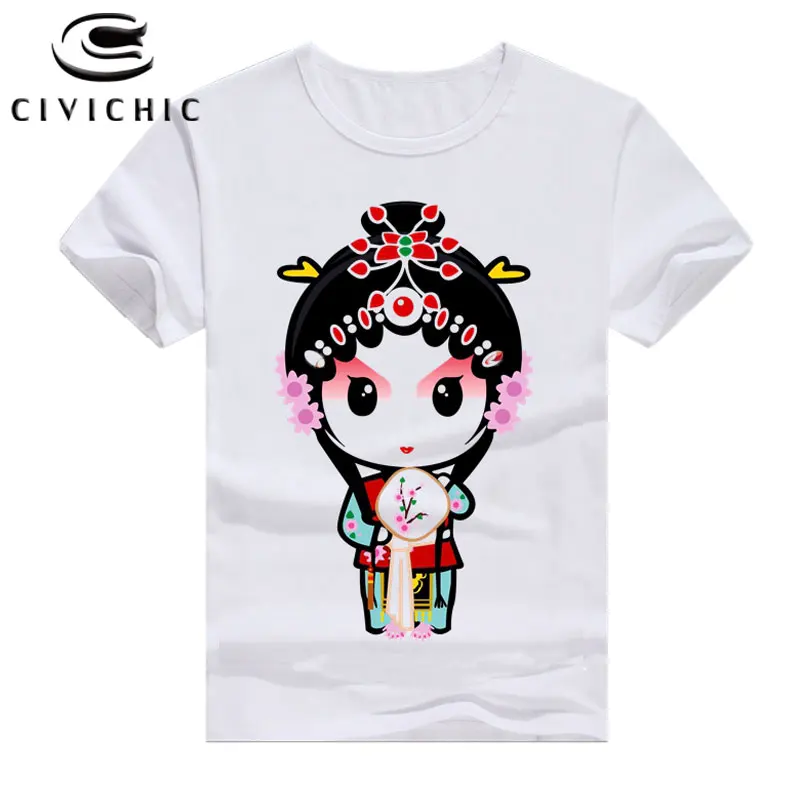 CIVI CHIC Oriental Ethnic Man T Shirt Woman Chinese Peking Opera Print Tops China Retro Drama Facial Makeup Loose Tee 3XL WST137