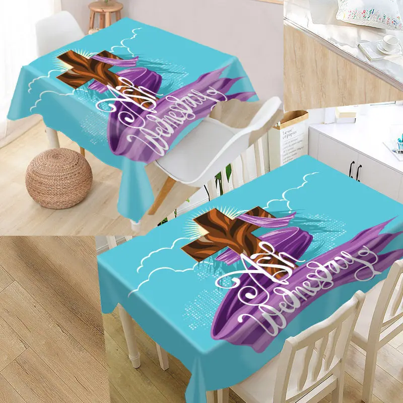 

Nice Cross Jesus Christ 3D Art Tablecloth Waterproof Oxford Fabric Rectangular Tablecloth For Wedding Table Cloth TV Covers