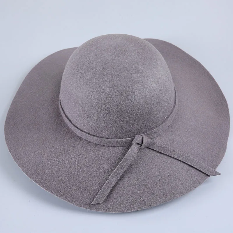 (13 Colors)High Quality 100% Wool Fashion New Vintage Women Ladies Floppy Wide Brim Felt Fedora Cloche Hat Cap