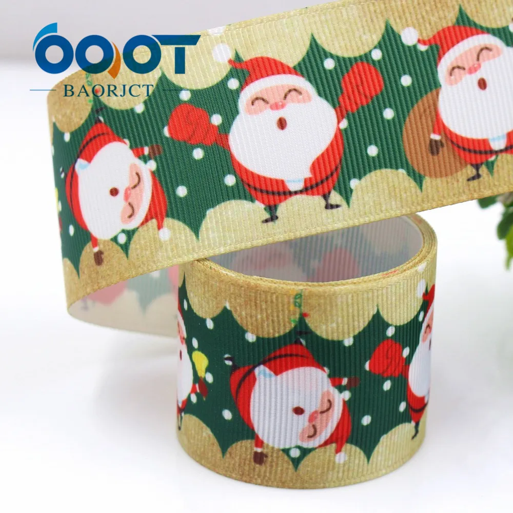 OOOT BAORJCT G-18914-1107,38 mm 10 yards Christmas Ribbons Thermal transfer Printed grosgrain,Gift wrapping DIY materials