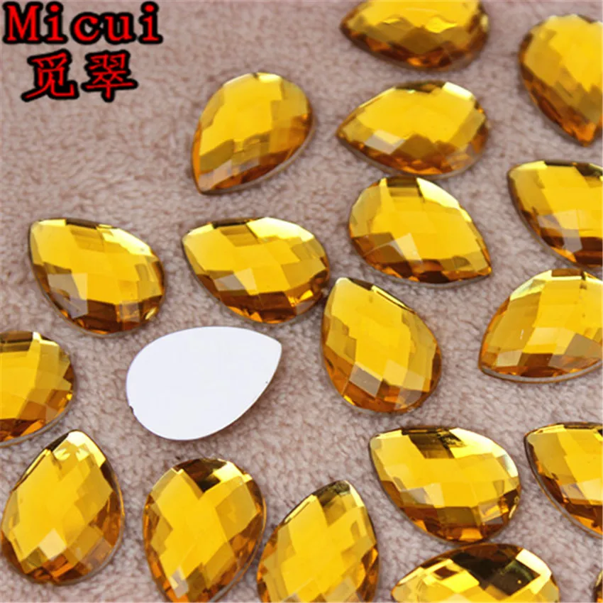 Micui 100 pz 13*18mm acrilico Strass goccia d\'acqua acrilico Flatback Strass pietre di cristallo per abito artigianato decorazioni MC630