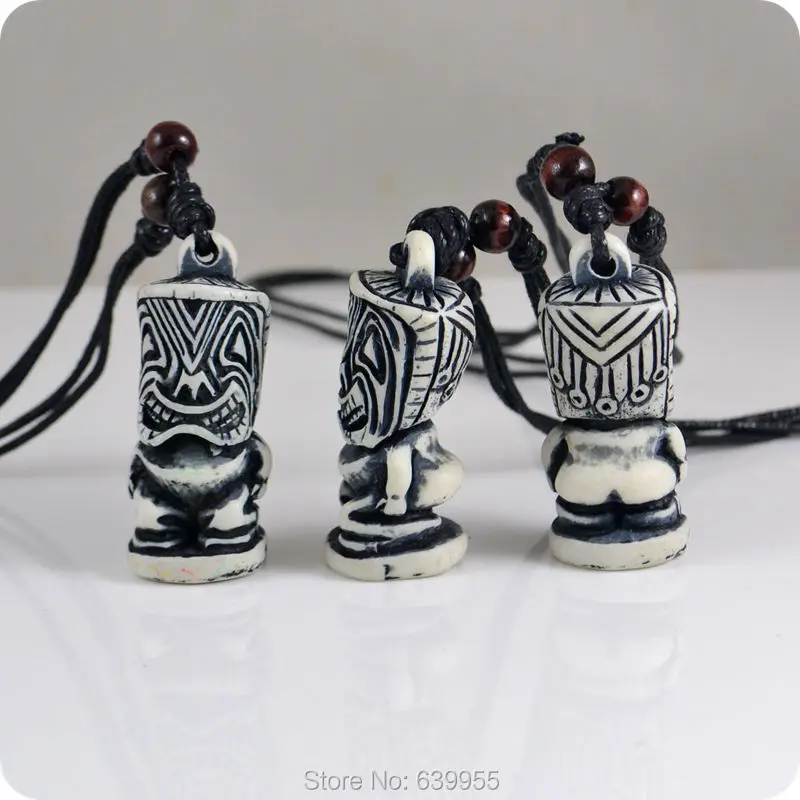 Tiki Resin Carving Pendant Necklace Maori Amulet Lucky Gift Tribal Totem Fashion Jewelry