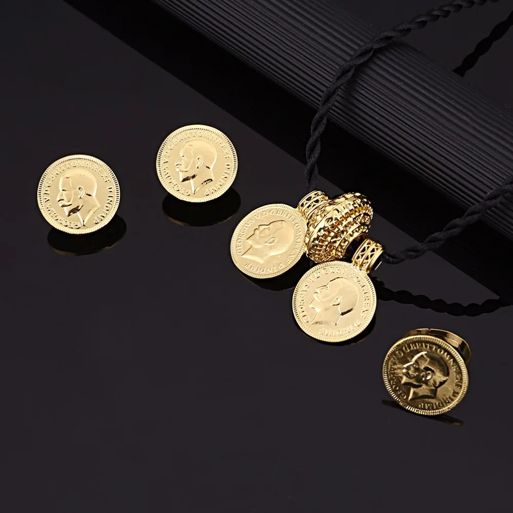 Ethiopian Cross Jewelry Set Women Men Gold Color Jewelry Africa Coin Cross Eritrea Habesha Jewelry