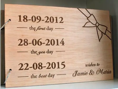 

personalized engraved Rustic wedding guest album engraved Wooden guestbooks Reception party favors decorations guest book