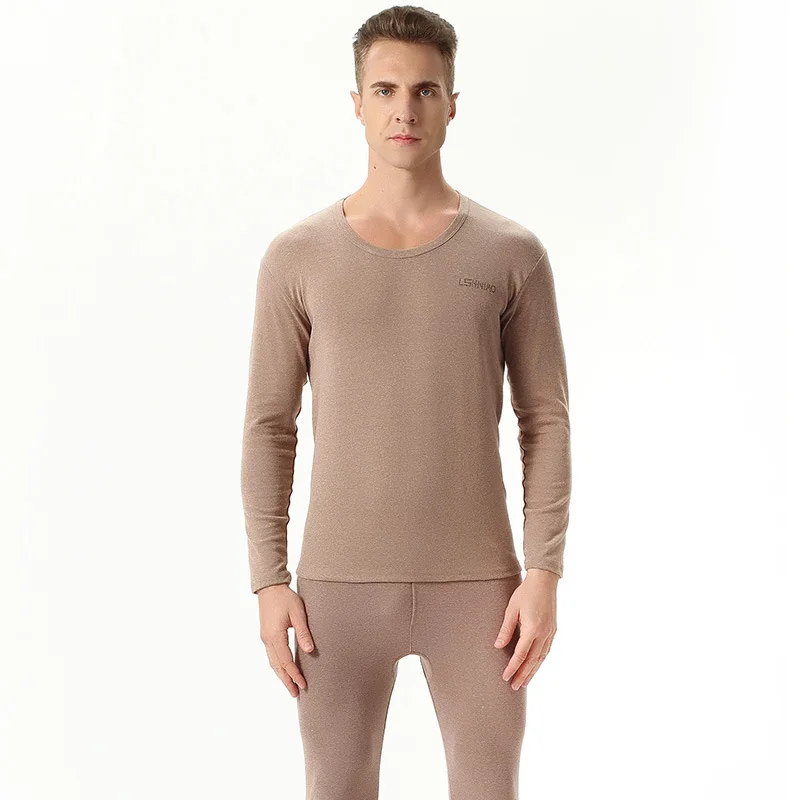 2023 Autumn winter men long johns thermal underwear suit cotton loose elastic round neck shirt+pants 2 pieces set plus size 7xl