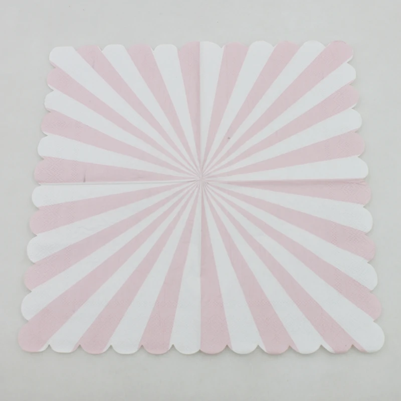 [RainLoong] 3-Plys Beverage Paper Napkin Pink Striped Tissue Serviettes Decoupage Cocktail For Party Decoration 25*25cm