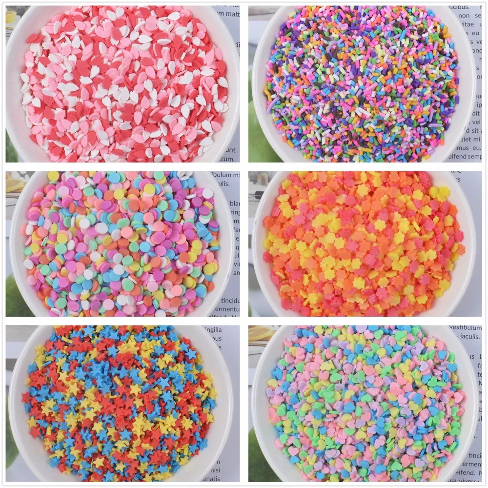 

100g/bag Slime Clay Sprinkles For Filler For Slime DIY Supplies Candy Fake Cake Dessert Mud Particles Decoration Toys 7MM