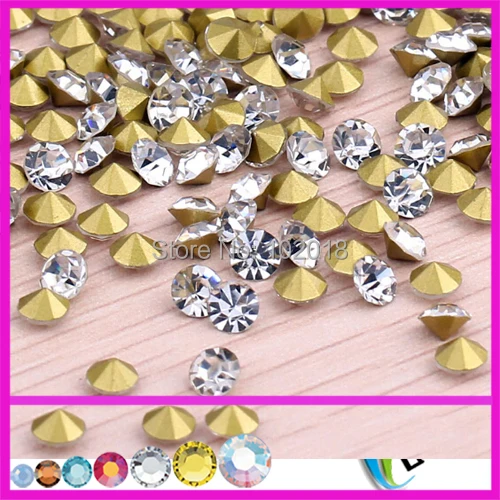 크리스털 스톤 포인트 백 라인석 chatons 크리스탈 컬러 주얼리 제작 용, ss0 ss1 ss2 ~ ss20 ss30 ss28 ss38 사이즈
