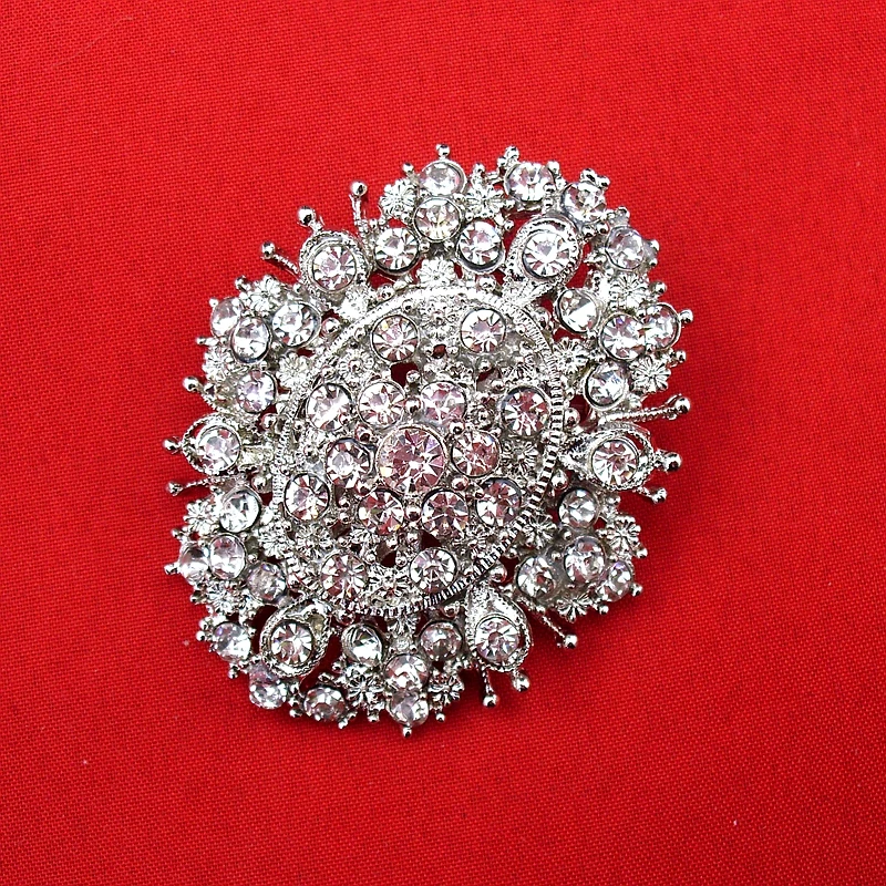 Hot Sale Fashion Men Jewelry Pin - Oval Clear Crystal Rhinestone Sparkly Brooch Pin Jewelry, Item No.: BH7103