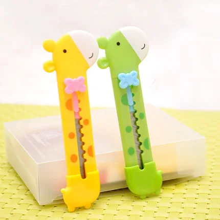 5 pcs/lot kawaii Giraffe Children Knife Students stationery Cute Paper Knife Creative Mini Paper Cutter office school supplies