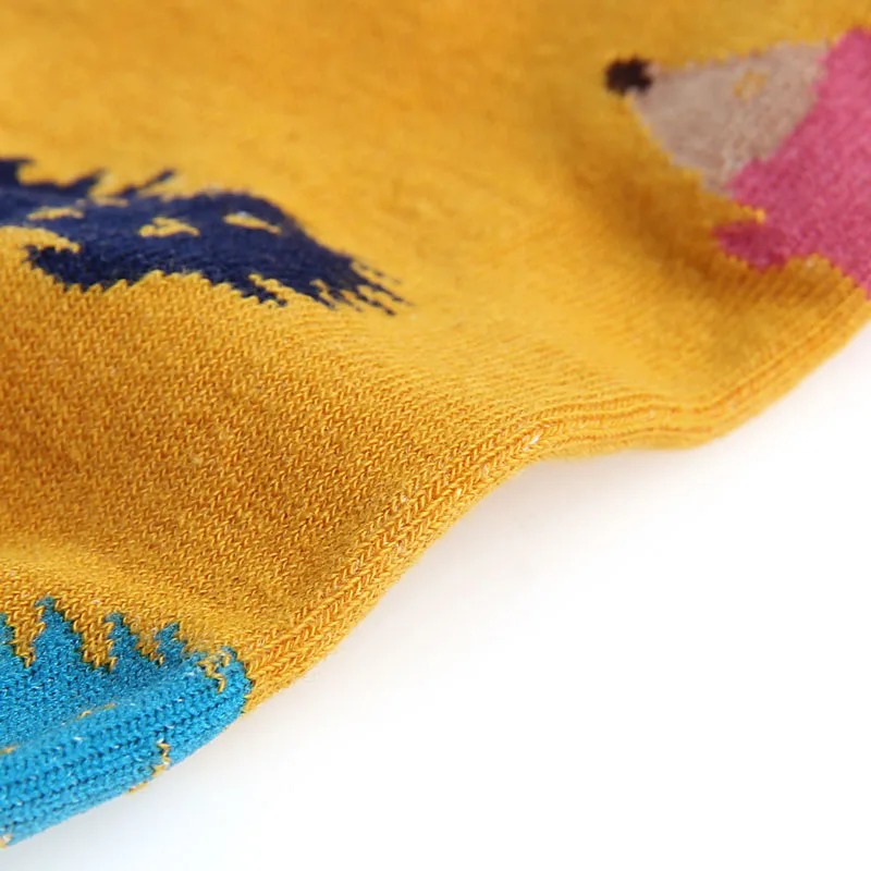 Calcetines cálidos de algodón suave para mujer, medias casuales de 5 colores con dibujos de animales, erizo, invierno, 1 par