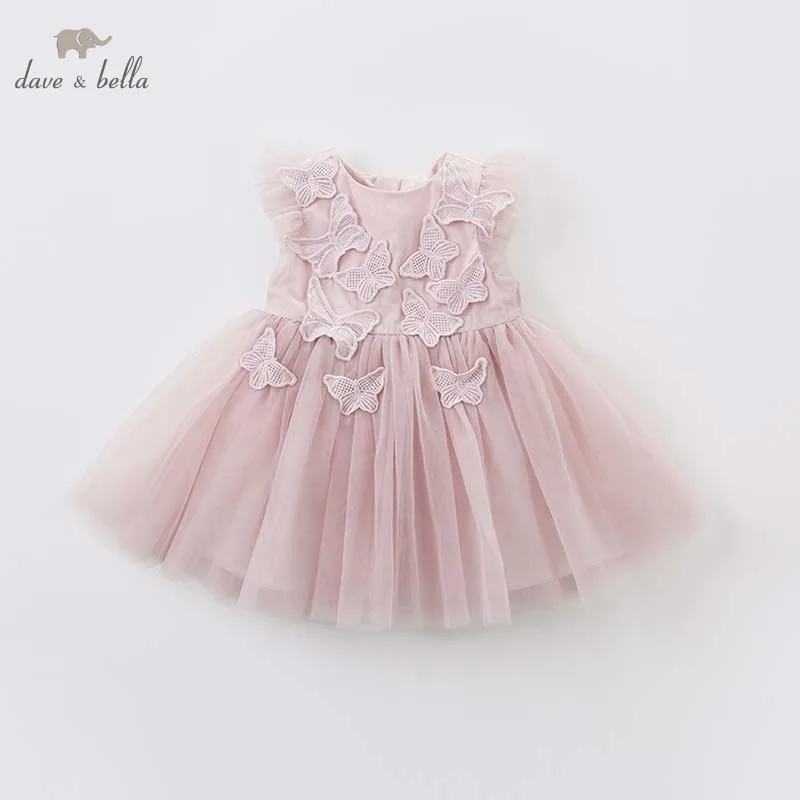 DB7536 dave bella baby embroidered butterfly dress children birthday party wedding chiffon clothes girls Princess dress