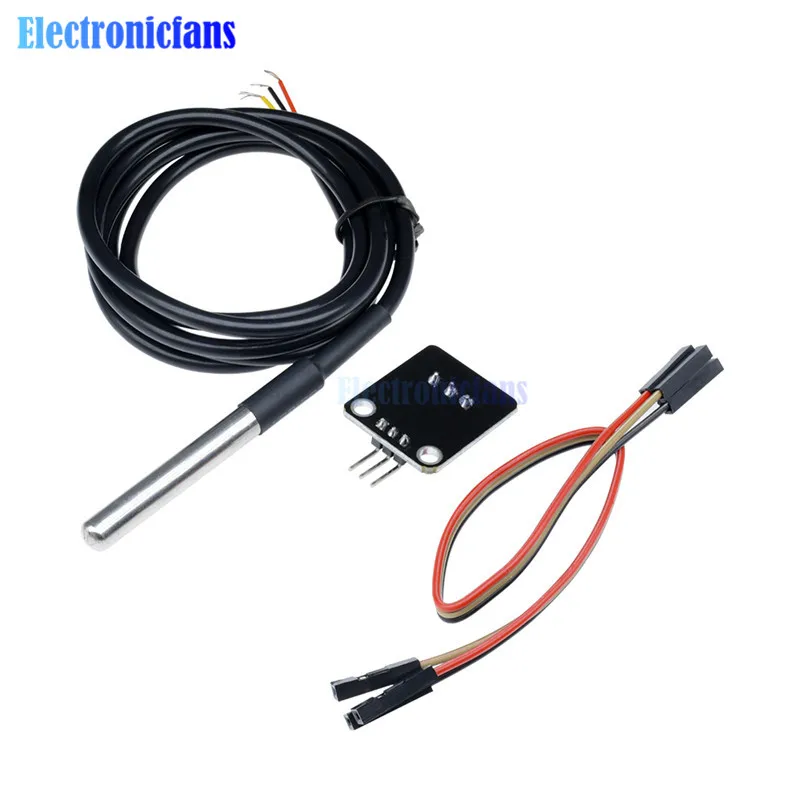 DS18B20 Temperatuur Sensor Module Kit Waterdichte 100 Cm Digitale Sensor Kabel Roestvrij Stalen Sonde Terminal Adapter Voor Arduino