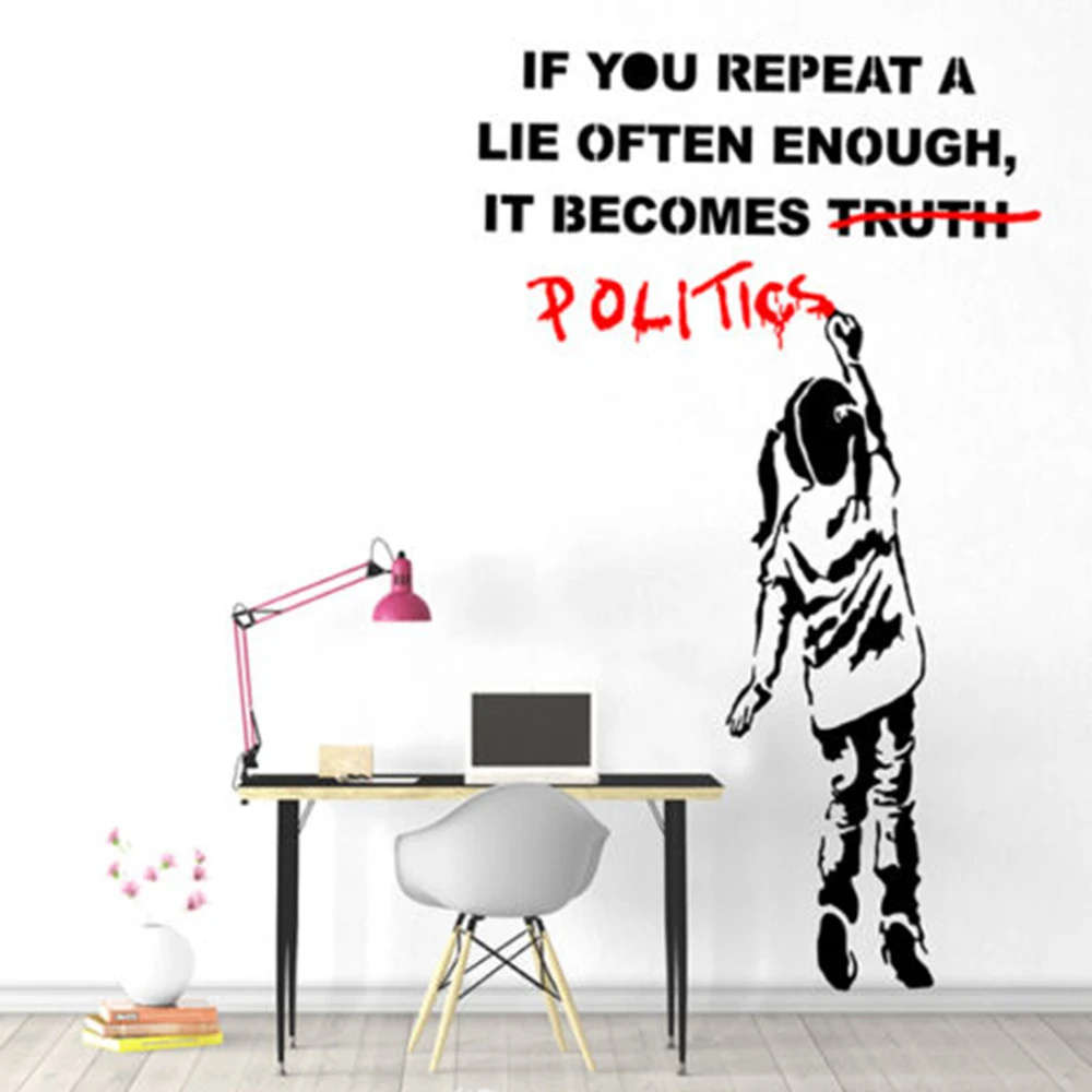 Politics Girl Banksy  Wall Sticker Bedroom Playroom Graffitti Street Culture Politics Quote Girl  Wall Decal Vinyl Decor