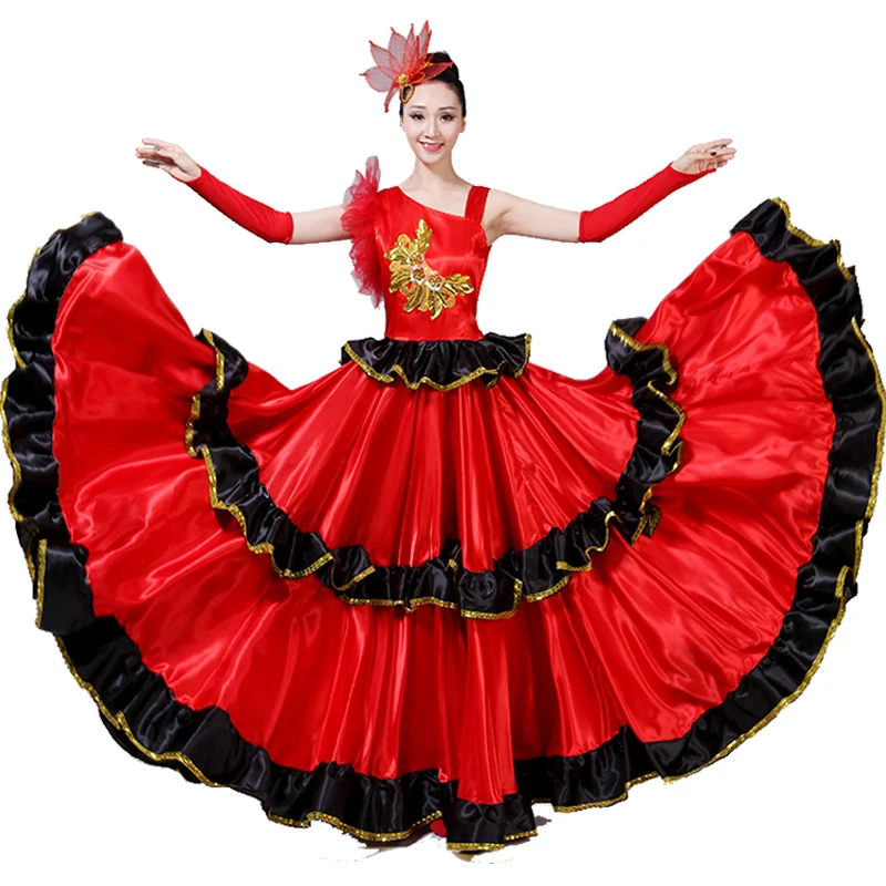 Flamenco Skirt Spanish Senorita Flamenco Dancer Fancy Dress Costume Brazil Dance Costume Gypsy Ro Flamenco Dress S-XXXL DL2891