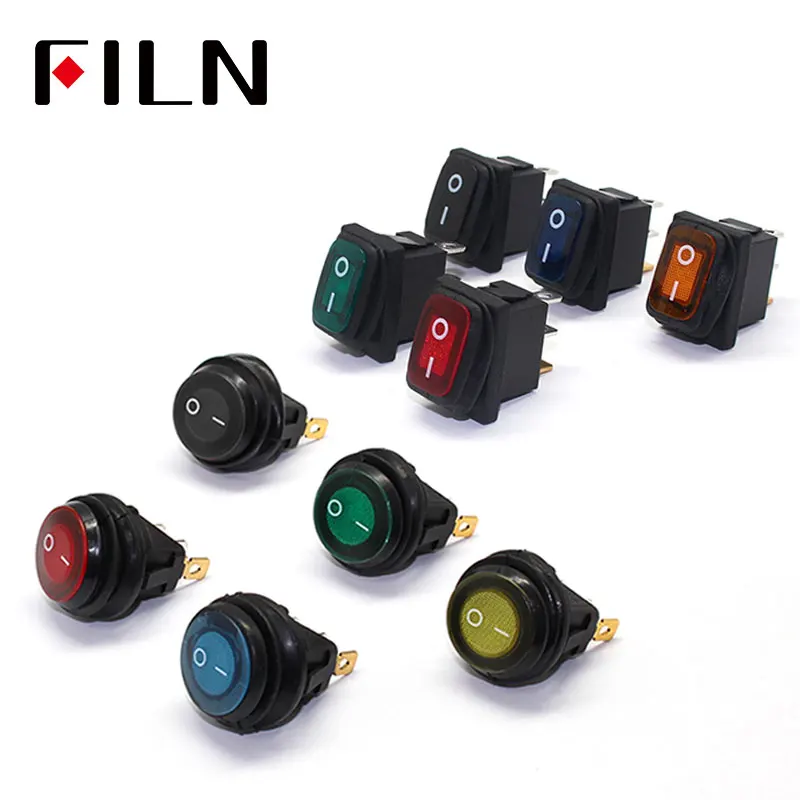 

FILN mini on off seal waterproof rocker switch in 12v 220V IP67 lighting 6A 250vac push button switch rocker switch