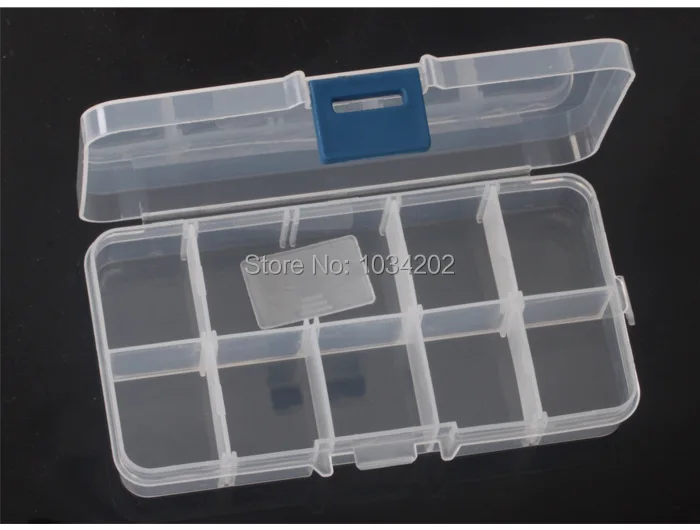 500pcs Adjustable 10 Compartment Plastic Clear Storage Box for Jewelry Earring Tool Container