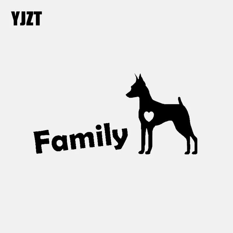 YJZT 13.7CM*6.7CM Vinyl Decal Car Sticker Family Miniature Pinscher Dog Black/Silver C3-2220