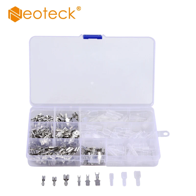 Neoteck Crimping Set of Flats Insulated 2.8mm Crimp Connector Lugs 2.8mm/4.8mm/6.3mm Male Female Crimp Terminal Connectors