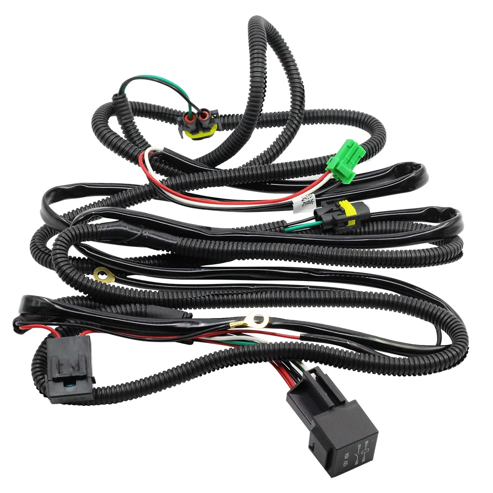 Cawanerl Car Fog Light Wiring Harness H11 Socket Wire + Switch with LED indicators AT Relay 40A For Ford Renault Citroen Peugeot