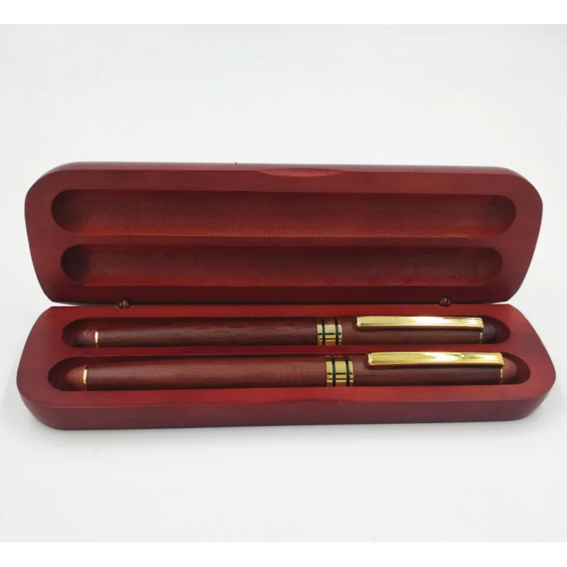 1 Set Handmade Red Wooden Fountain Pen Sigture Pen and Box with pen hole for Bussiness Office School Luxury Gift  Set