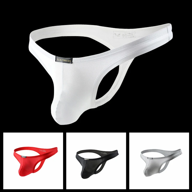 Cueca gay com tiras para pênis, lingerie transparente tipo fio dental