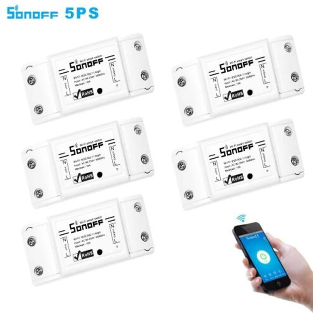 / 5pcs Itead Sonoff Smart Wifi Switch DIY Smart Wireless Remote Switch Wifi Light Switch Smart Home Controller Work with Alexa