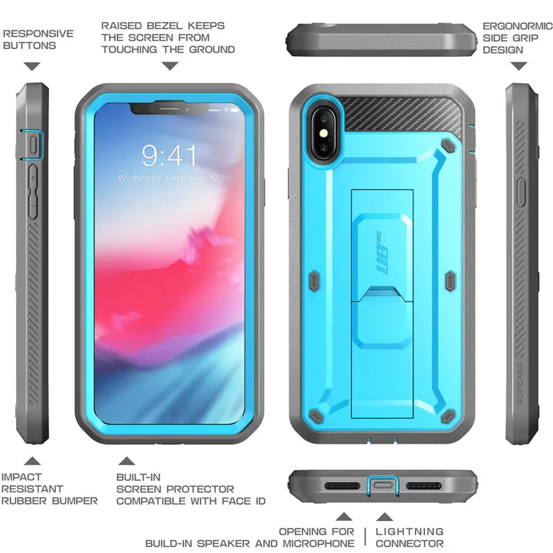 For iPhone Xs Max SUPCASE Case 6.5 inch UB Pro Full-Body Rugged Holster Case with Built-in Screen Protector & Kickstand
