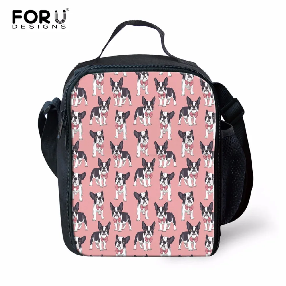 

FORUDESIGNS Boston Terrier Printed Zipper Lunch Bag Thermal Food Picnic Keep Warm Insulated Lunch Bag for Women kids Men