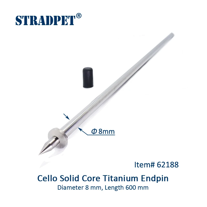 Endpin Titanium Solid STRADPET atau Endpin Titanium Berukir untuk Cello dengan Diameter 8Mm & 10Mm, Panjang 595 Mm