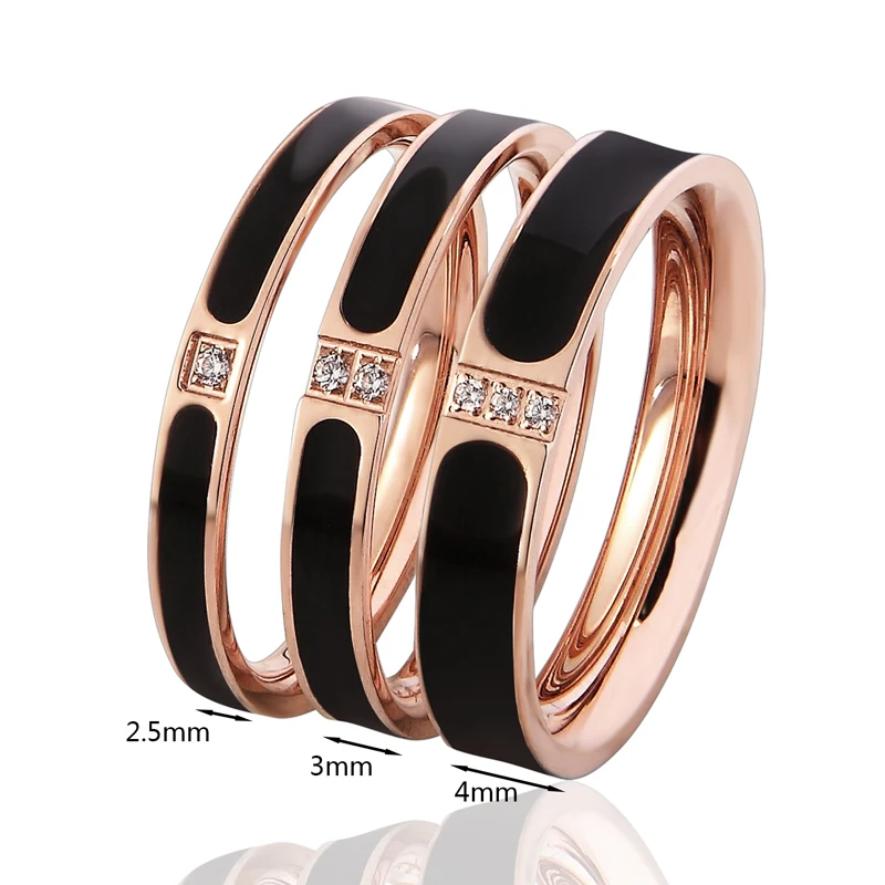 1 Piece Top Quality Famous Brand Women Rings 3 Sizes Enamel And Crystal Ring Elegant And Beautiful Rose Gold Color Wedding Bands