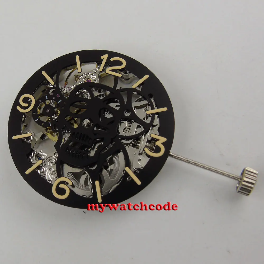 17 Jewels silver Full Skeleton 6497 Hand Winding movement add one 38.9mm dial