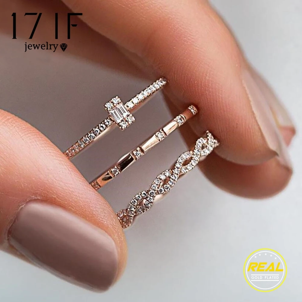 17IF 3 unids/set boho anillos mujer anillo pandora de compromiso anillos de mujer boda de compromiso para mujer acero inoxidable para accesorios mujer anello donna