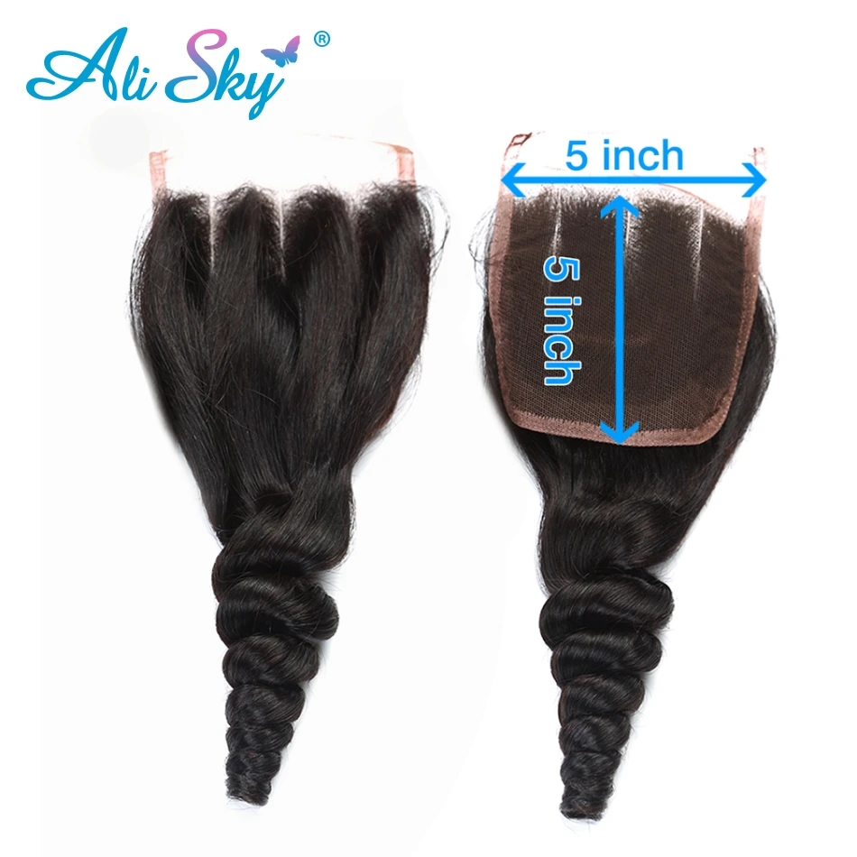 

Ali Sky Brazilian Loose Wave Closure 5x5 Lace Closure Remy Hair Frontal Closure 100% Human Hair Closure Natural Hair Closure 5X5