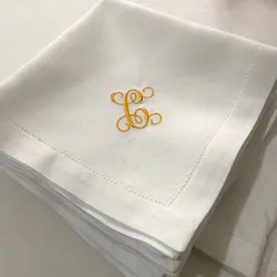 Servilletas de tela blancas con bordado de monograma, regalo de inauguración de la casa, servilleta de boda