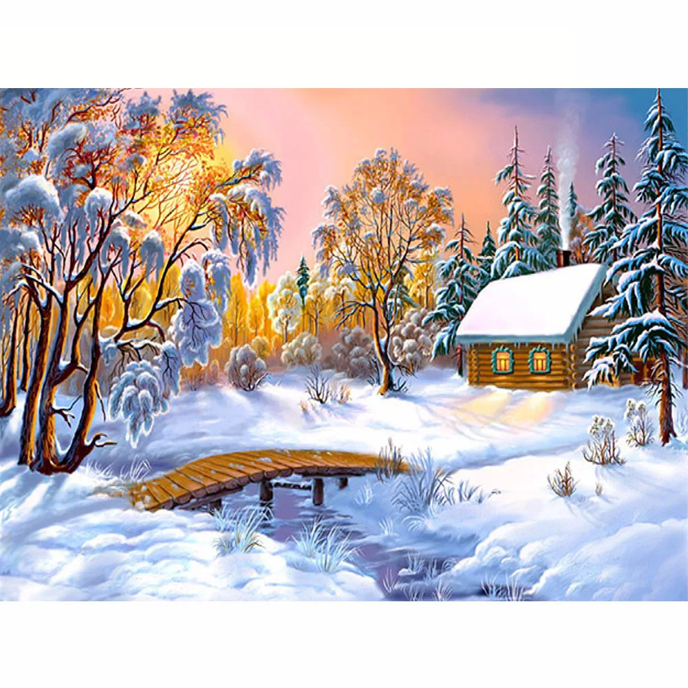 3D DIY Diamond Painting Cross Stitch Beautiful Winter Snow Crystal Needlework Diamond Embroidery Full square Diamond Decorative