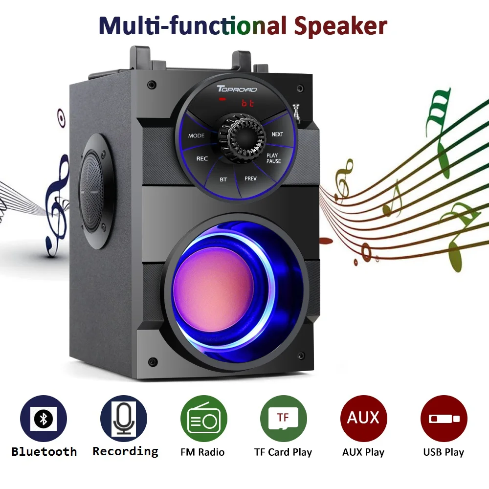 To Bluetooth Speaker Portable Big Power Wireless Stereo Subwoofer Heavy Bass Speakers Sound Box Support FM Radio TF AUX USB