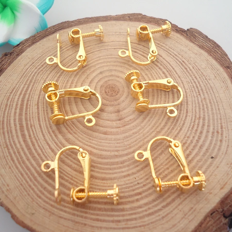 

10pair/lot Golden Silver Plated Lever Back Brass Copper Screw Earring Clip Findings Ear Wires Hooks Non Piercing Base Seting Diy