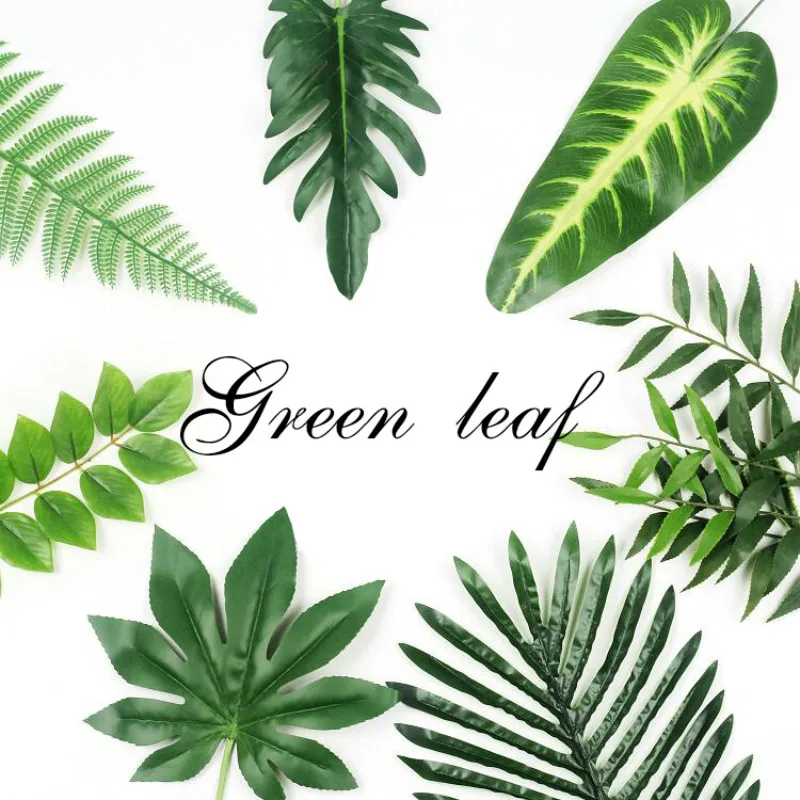 

Green Artificial Tree Leaves Fake Plants Home Decor Photography Props Backdrop for Jungle Beach Theme Party Decorations Leaf