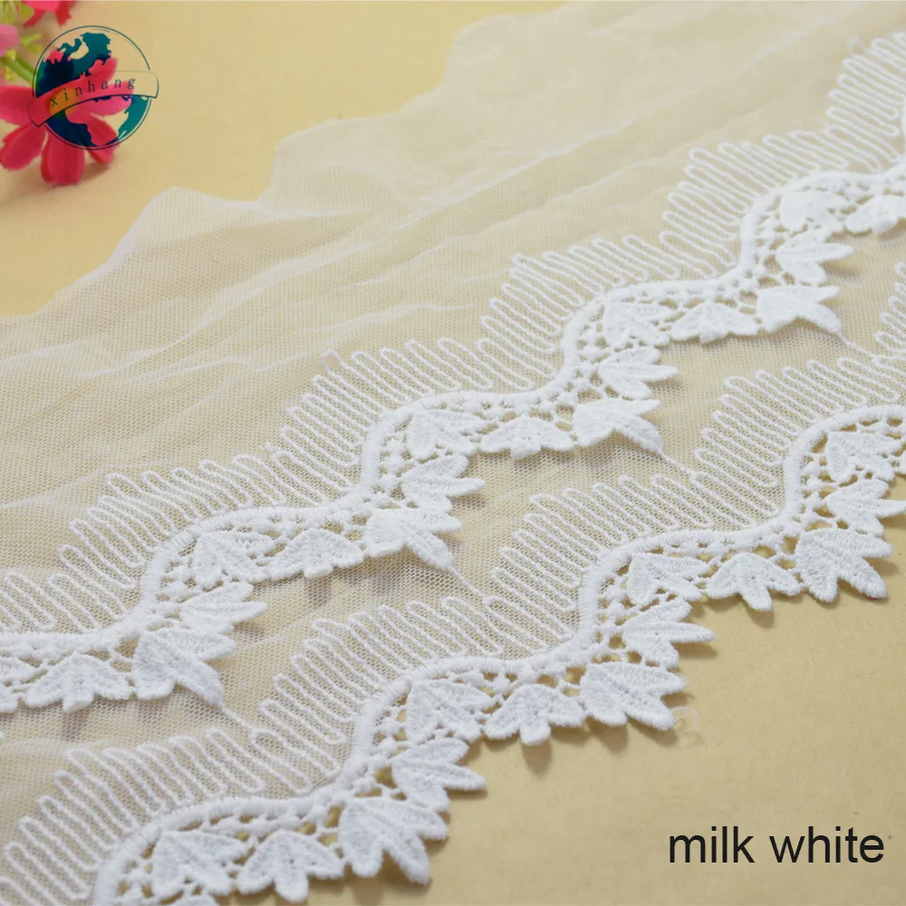 17cm Double Layer Cotton Embroid Llace Sewing Ribbon Guipure Trim Fabric Warp Knitting Garment Accessories African lace#3013