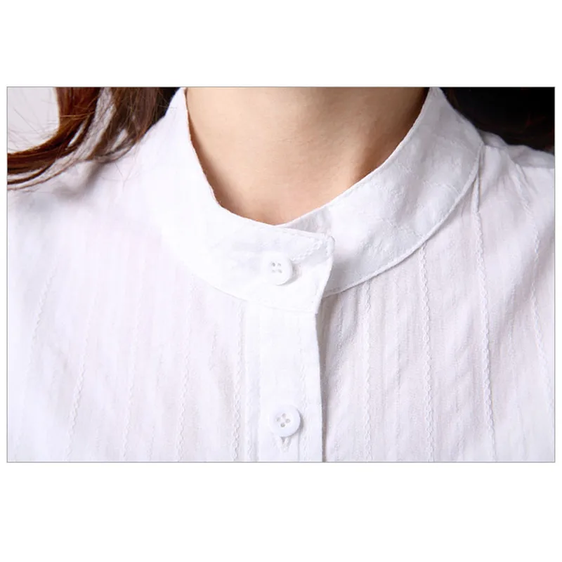 Chemisier blanc à manches longues pour femmes, chemises décontractées en coton et lin, grande taille 2XL, printemps, automne, 2019, AB1357