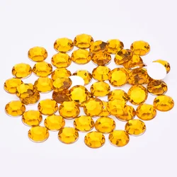 JUNAO 10mm Topaz Round Crystal Rhinestone Flatback Clear AB Strass Beads Glue On Crystals Stones Acrylic Gems for Clothes