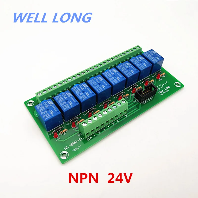 8 Channel Power Relay Interface Module NPN Type 24V 10A Power Relay Interface Module,SRD-24VDC-SL-C Relay.