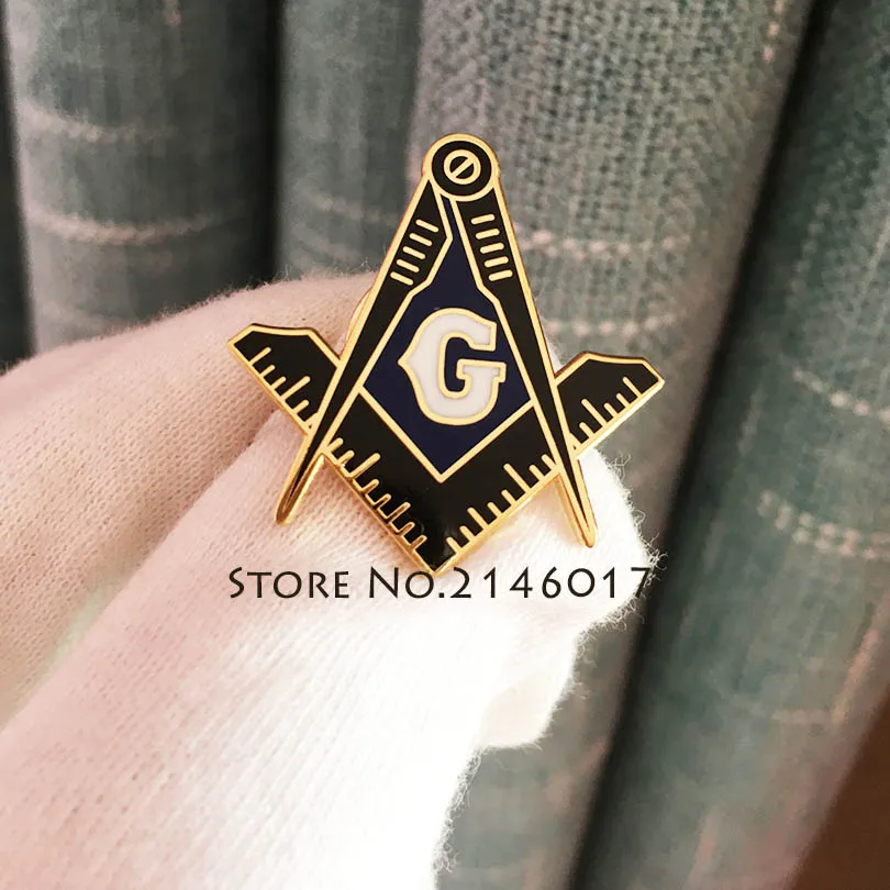 50pcs Freemason Logo G Pins Brooch Metal Badge Gifts Masonic Hard Enamel Lapel Pin Free Masons Square and Compass