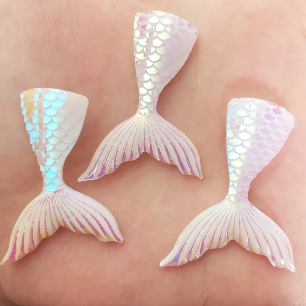 6 Pcs AB Resin 3D Beautiful Mermaid Tail Flat Back Rhinestone Scrapbook DIY Wedding  Ornaments Craft F588