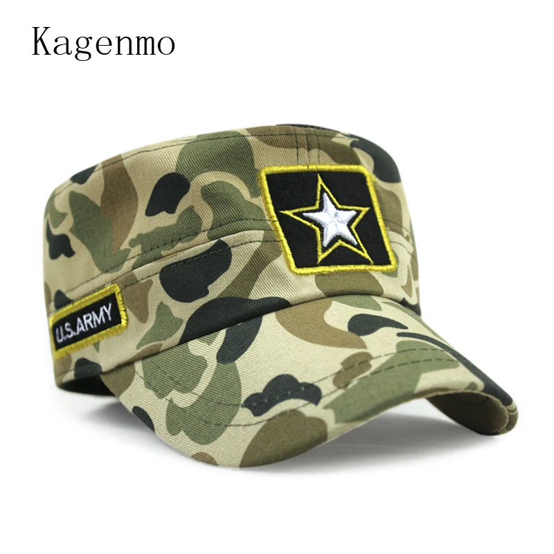 Kagenmo New Style Cotton Spring And Summer Camouflage Army Hat Fashion Flat Top Military Hats Male Female Baseball Cap