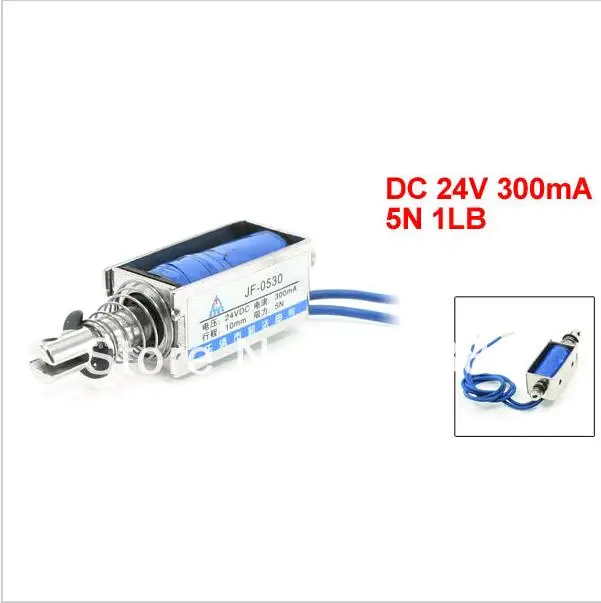 JF-0530B DC 6V 12V 24V 300mA 10mm Stroke 5N 0.5Kg 1LB Force Push Type Open Frame Solenoid Electromagnet