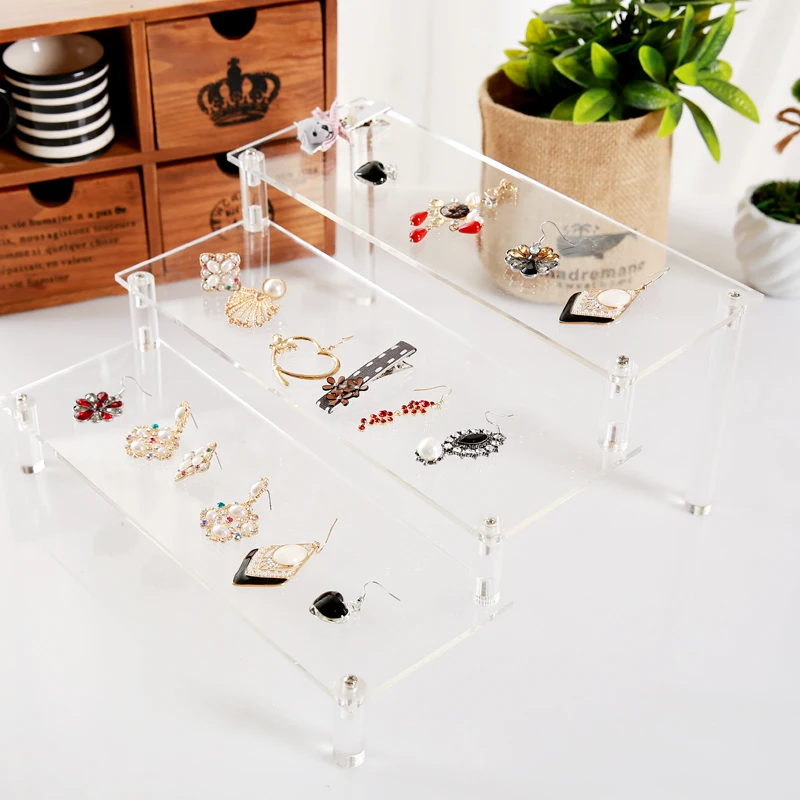 New Fashion 3 Tier Acrylic Makeup Organizer Nail Polish Display Cosmetic Stand Plastic Jewelry Toy Storage Glasses Rack